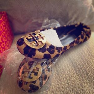 Tory Burch Leopard Print Calfskin Reva Slip ons